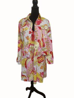 Tori Richard Honolulu Dress Jacket Set Womens 10 Dress 12 Jacket Tropical Cotton